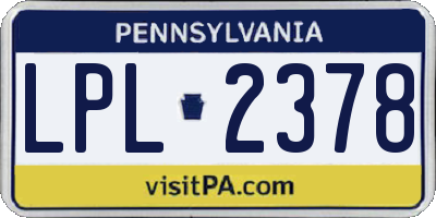 PA license plate LPL2378