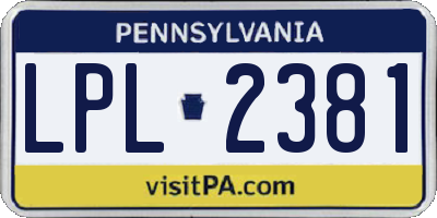 PA license plate LPL2381