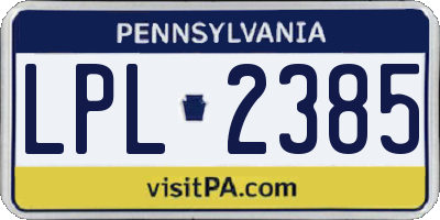 PA license plate LPL2385