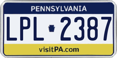 PA license plate LPL2387