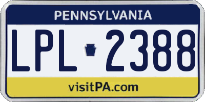 PA license plate LPL2388