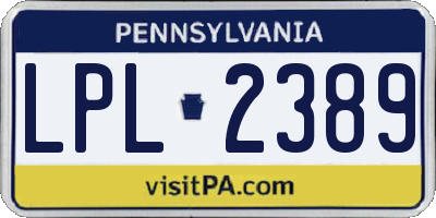 PA license plate LPL2389