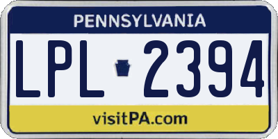 PA license plate LPL2394