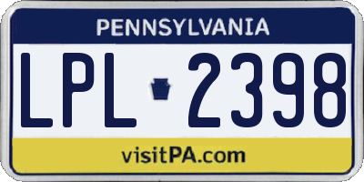 PA license plate LPL2398