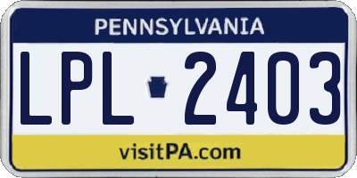 PA license plate LPL2403