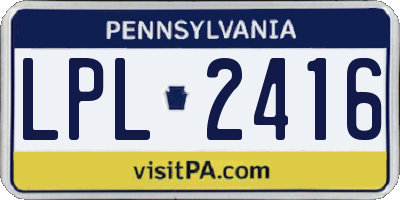 PA license plate LPL2416