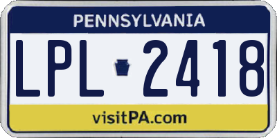 PA license plate LPL2418