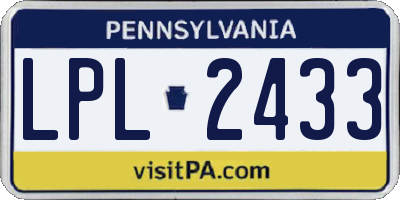 PA license plate LPL2433