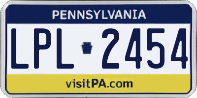 PA license plate LPL2454
