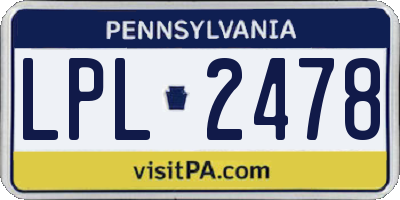 PA license plate LPL2478