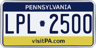 PA license plate LPL2500