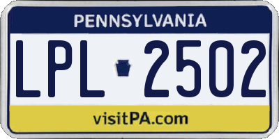 PA license plate LPL2502