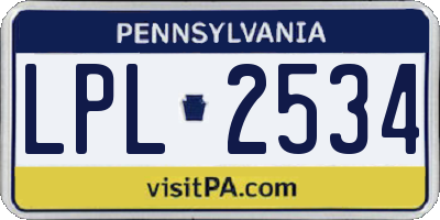 PA license plate LPL2534