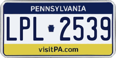 PA license plate LPL2539