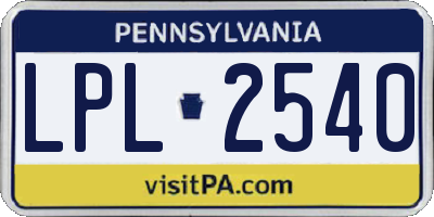 PA license plate LPL2540