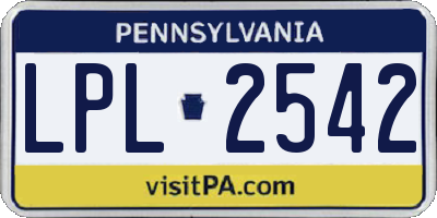 PA license plate LPL2542