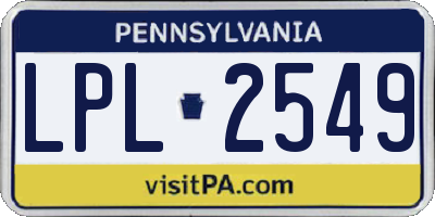 PA license plate LPL2549