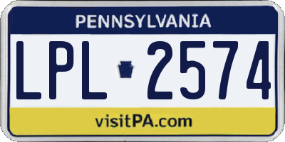 PA license plate LPL2574