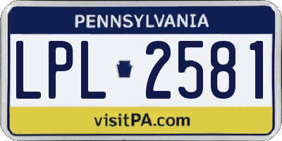 PA license plate LPL2581
