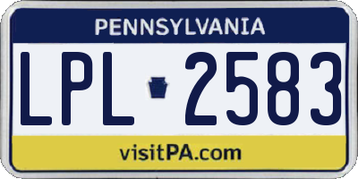 PA license plate LPL2583