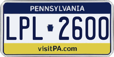 PA license plate LPL2600