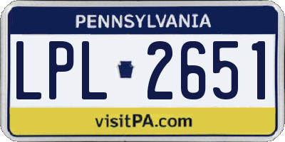 PA license plate LPL2651