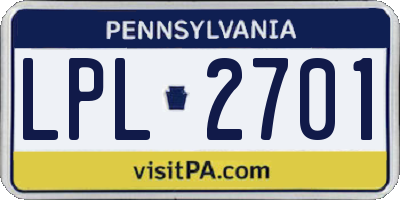 PA license plate LPL2701