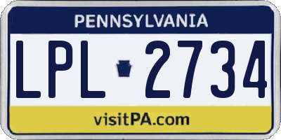 PA license plate LPL2734