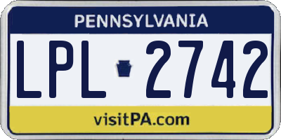 PA license plate LPL2742