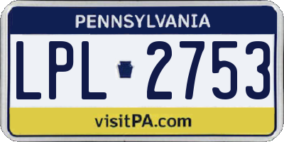 PA license plate LPL2753