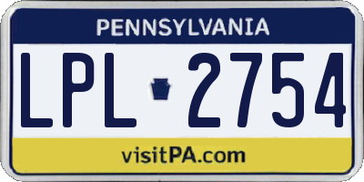 PA license plate LPL2754