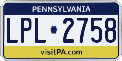 PA license plate LPL2758