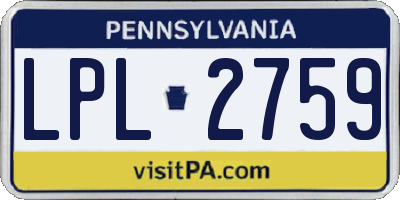 PA license plate LPL2759