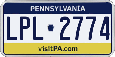 PA license plate LPL2774