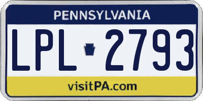 PA license plate LPL2793