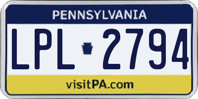 PA license plate LPL2794