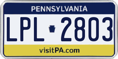 PA license plate LPL2803