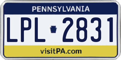 PA license plate LPL2831