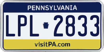 PA license plate LPL2833