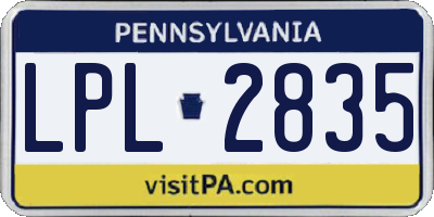PA license plate LPL2835