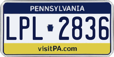 PA license plate LPL2836
