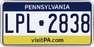 PA license plate LPL2838