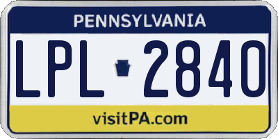 PA license plate LPL2840