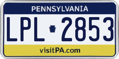 PA license plate LPL2853