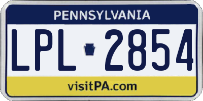 PA license plate LPL2854