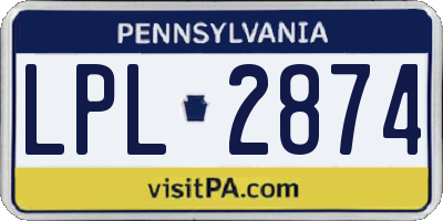 PA license plate LPL2874