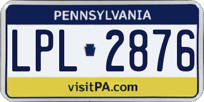 PA license plate LPL2876