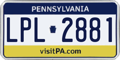 PA license plate LPL2881