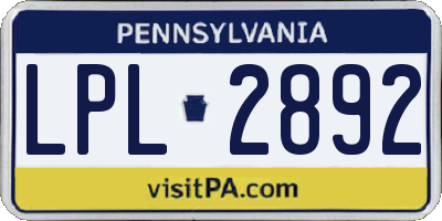PA license plate LPL2892