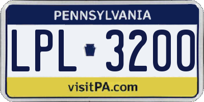 PA license plate LPL3200